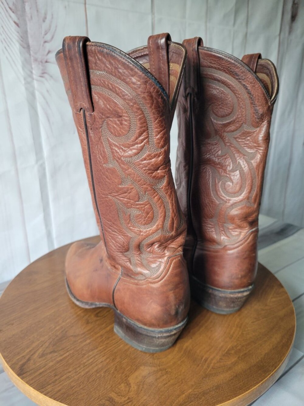 Tony Lama Men’s Sz10.5 Brown Leather Western Boots, High-quality Leather Pull-on - Picture 5 of 14